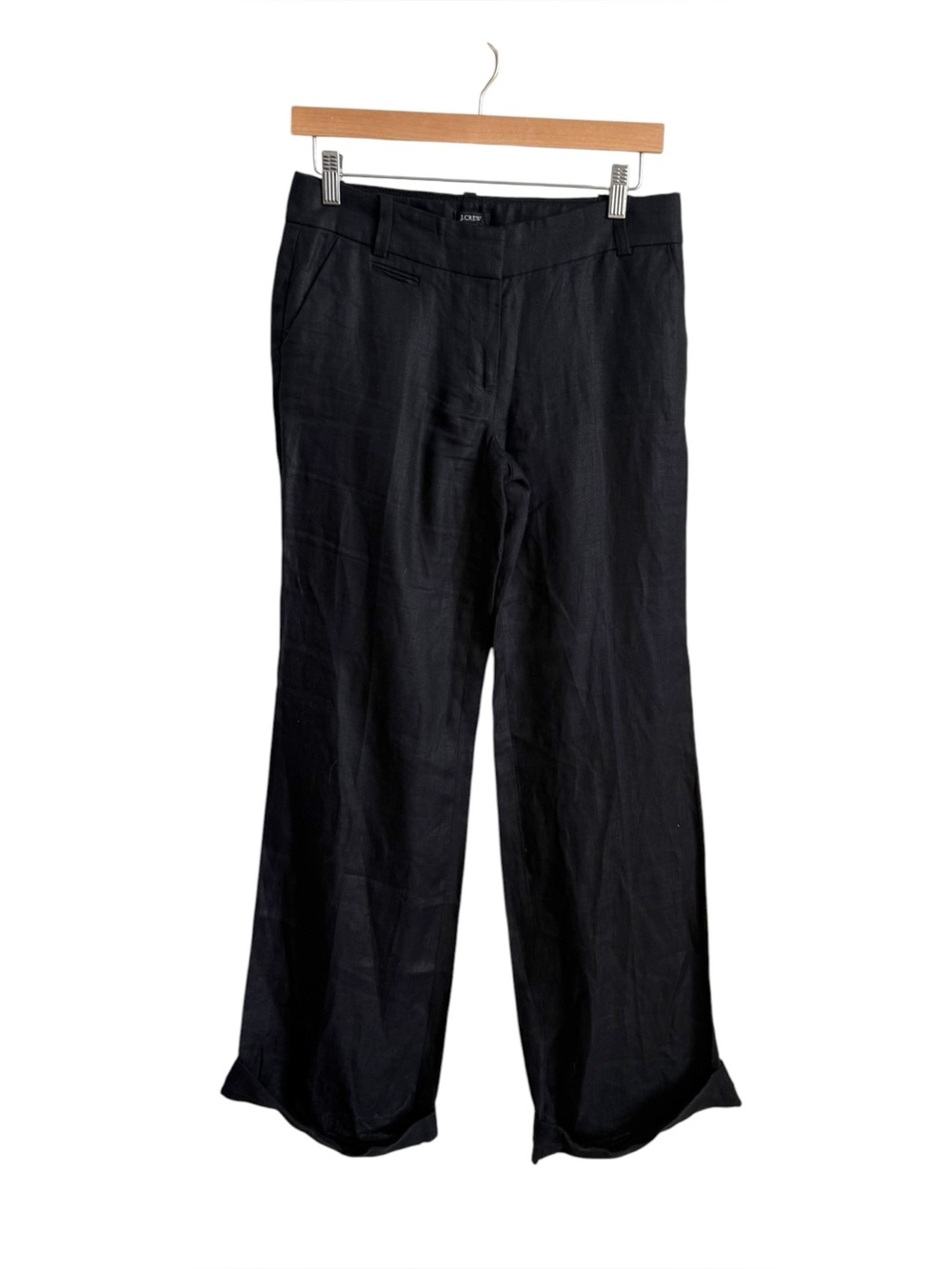 J.Crew Women's Black 100% Linen Wide Leg Trousers Pants Size 2